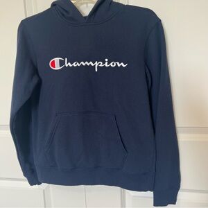 Youth Large Navy Champion Fleece-Lined Hoodie, Soft Comfy & Plush Like New